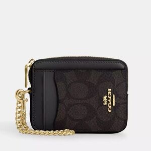 Coach Zip Card Case Signature Canvas
